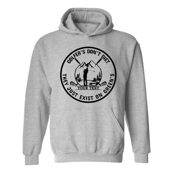 Golf Hoodie Golfers Don't Diet Custom Name  Swinging Golfer  Sweatshirt - Picture 5 of 15